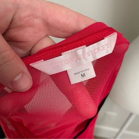 Vintage Y2K Victoria Secret Mesh Babydoll Red Lingerie Mini Dress Size Medium - Picture 7 of 9